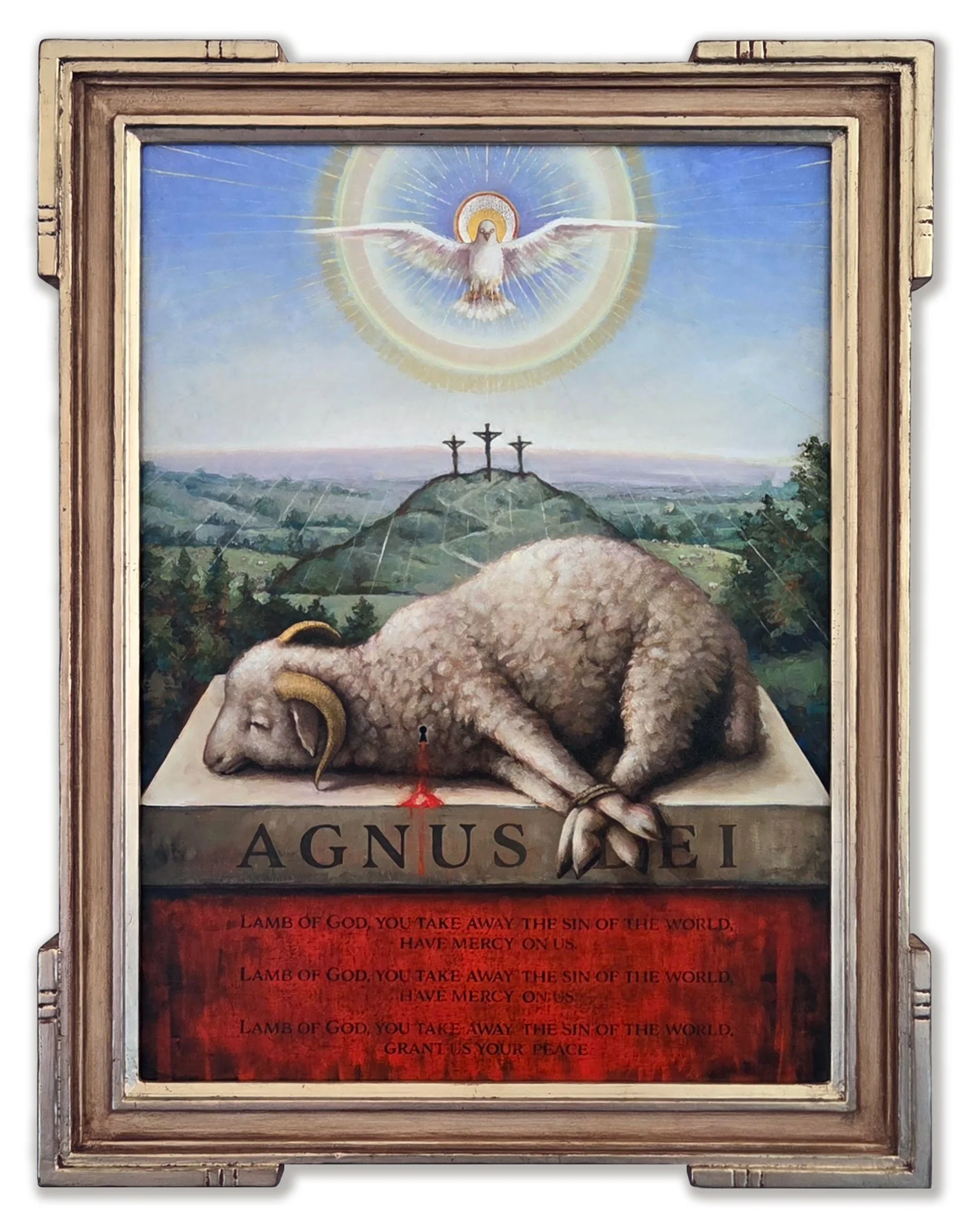 Agnus Dei Oil Painting in Custom Picture Frame Painted by Joshua Adam Risner