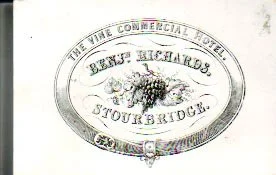 HS 4057 - Porcelain trade card from Benjamin Richards, The Vine Commercial Hotel, Stourbridge c 1850
