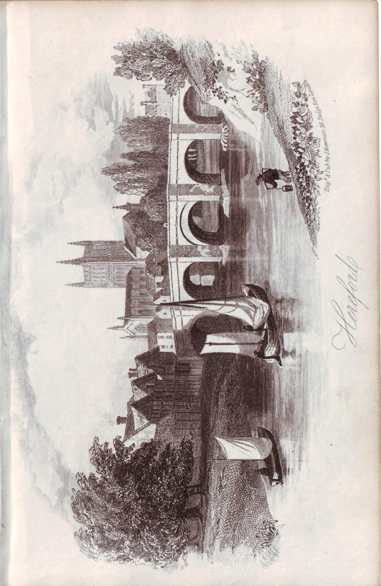 HS 4041 - Note paper of Hereford engraved and published by J. Newman, 30 Budge Row, London