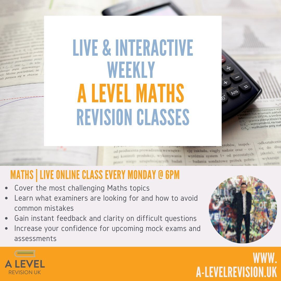 Are you studying A level maths? 

With summer exams looming this is the class for you! 

✅ Revise challenging topics from the spec
✅ Perfect the correct exam technique 
✅ Gain essential skills required to be successful such as problem solving 
✅ Ask 