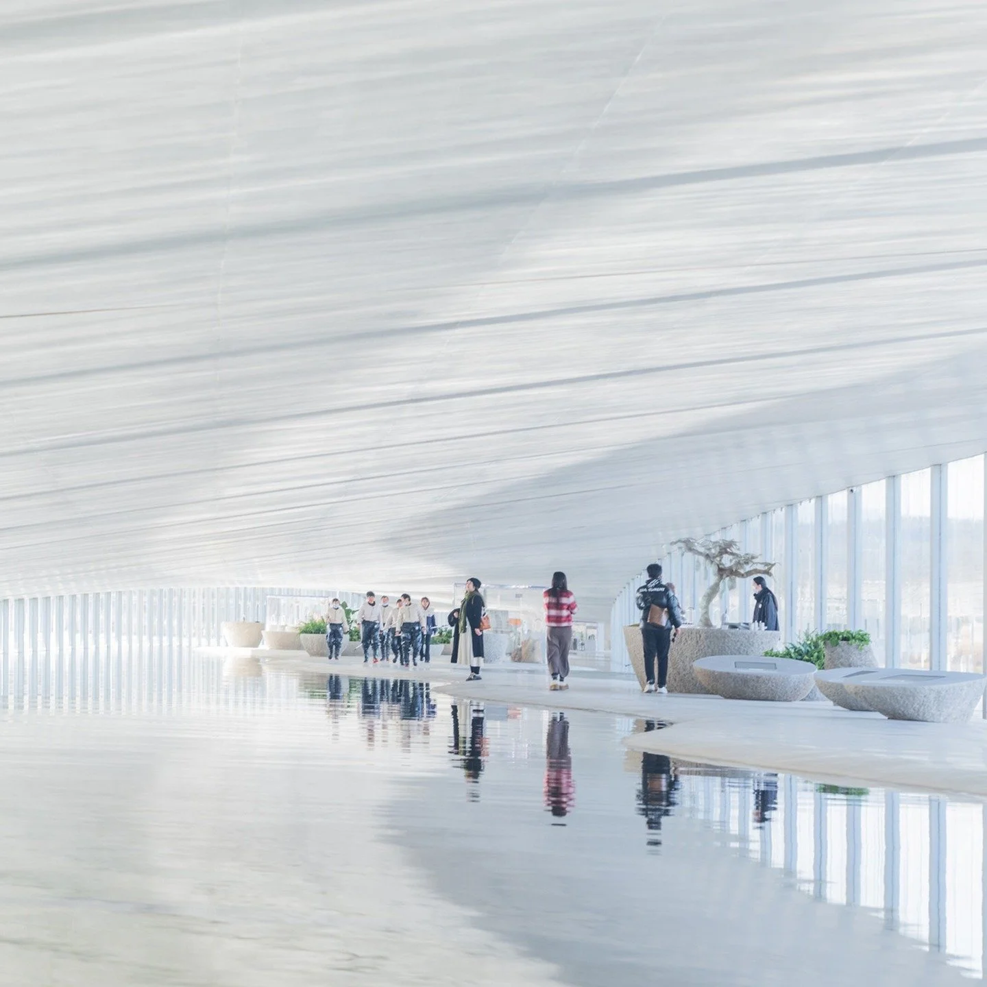 The work Origin was developed with the team of @junya.ishigami_associates to be in balance with the beautiful Zaishui Art Museum.

His vision was clear: architecture should not dominate nature but dissolve into it. A building that feels like part of 