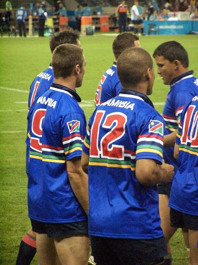 Namibia Rugby Team 7s team warming up at the Telstra Dome | creative commons