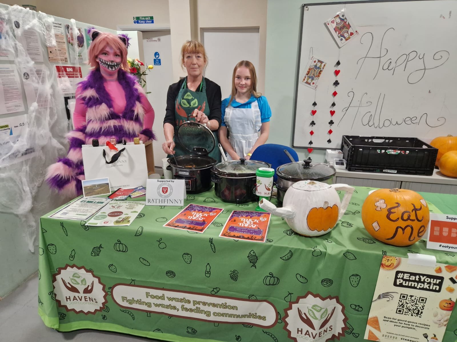 Surplus soup set up at the Halloween Community Event 2023.JPG