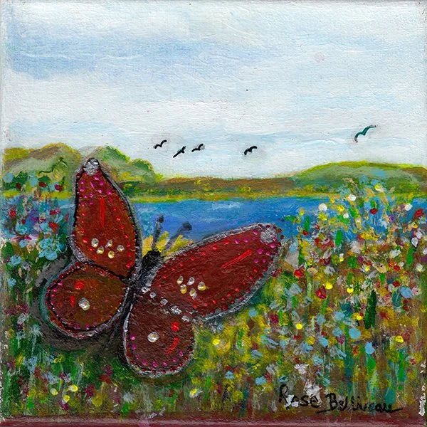 588 - "Butterfly in the Garden (Silver Lining)" - Rose Belliveau