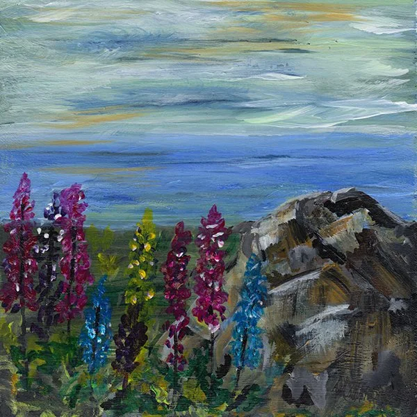 385 - "Lupins by the Ocean" - Delores Thomas