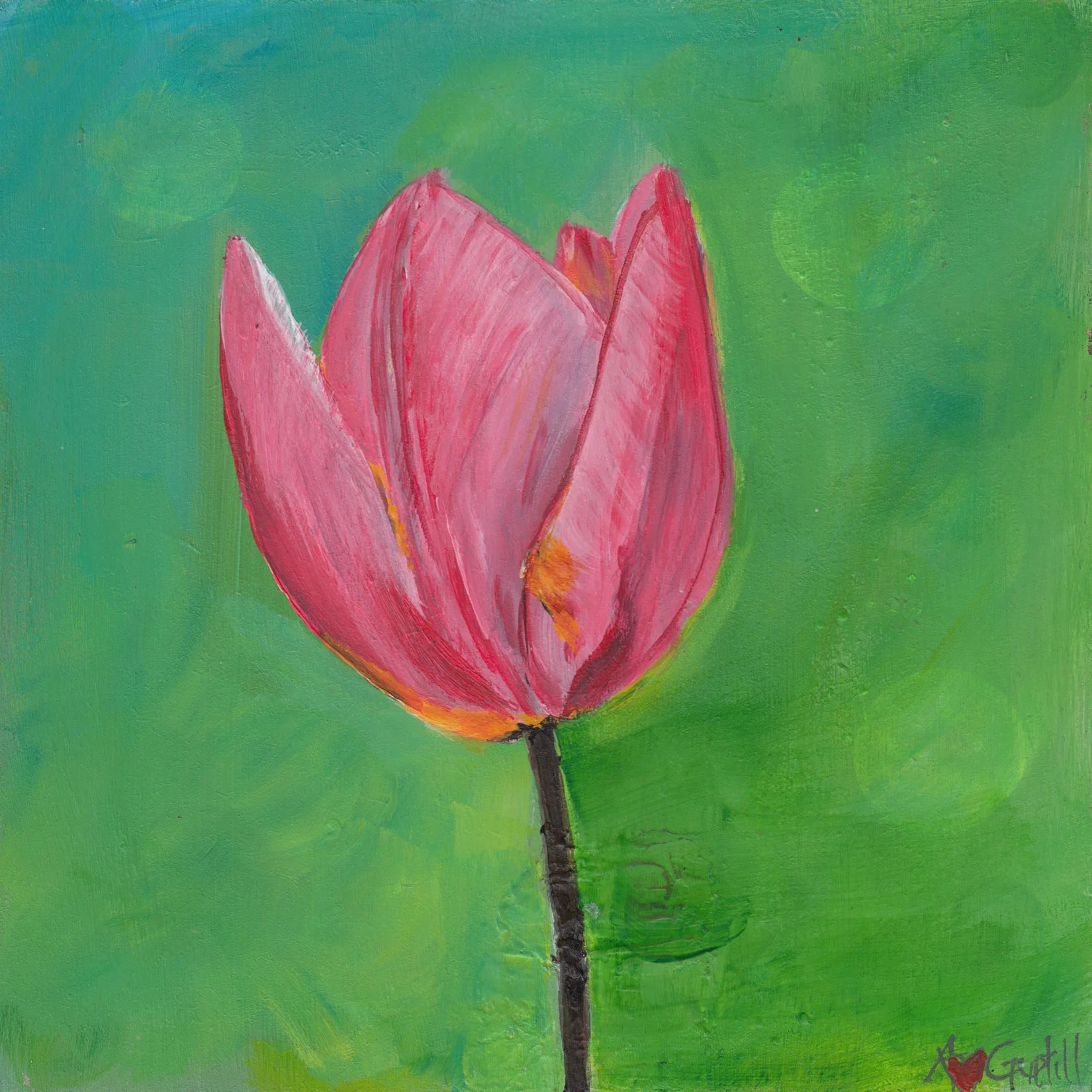 146. "Tulip on Green Background" Angela Guptill