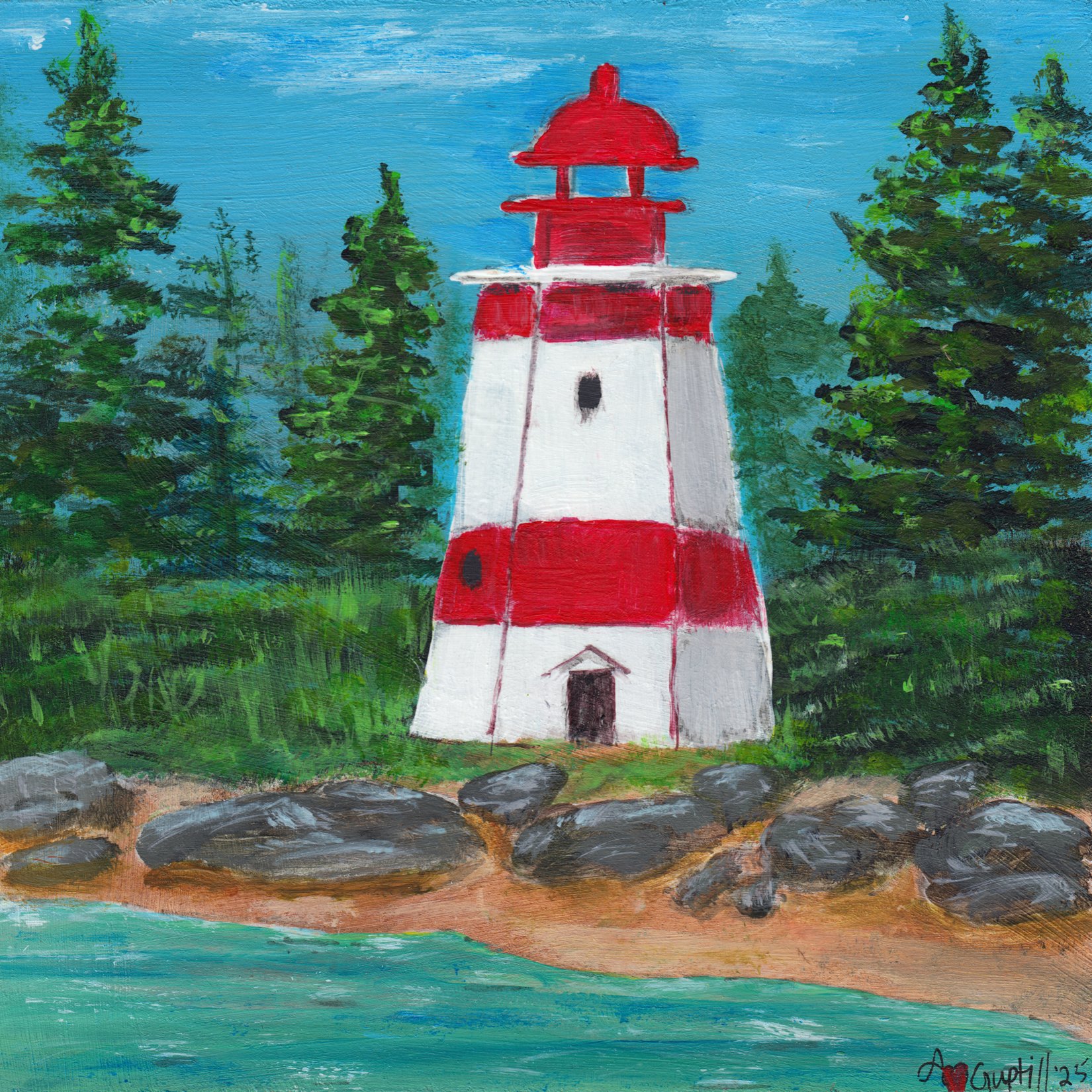 145. "Red & White Lighthouse" Angela Guptill