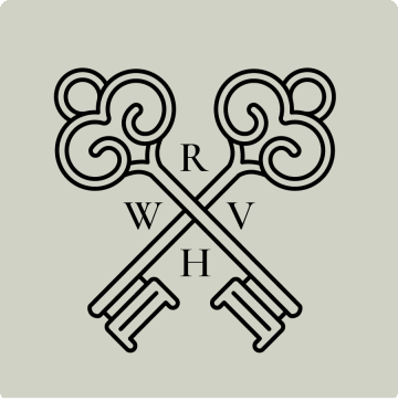 WRV INSPECTIONS LOGO. Two keys criss crossed with the letter W, R, V and H