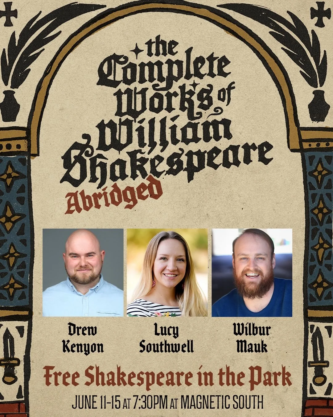 Up next: The Complete Works of William Shakespeare (Abridged) 🤡 FREE at Magnetic South Brewery 🍻 June 11-15 

3 Actors + All of Shakespeare&rsquo;s Plays = Complete Chaos 🤪 

Make plans now to join @themarketanderson and @cityofanderson for a nigh