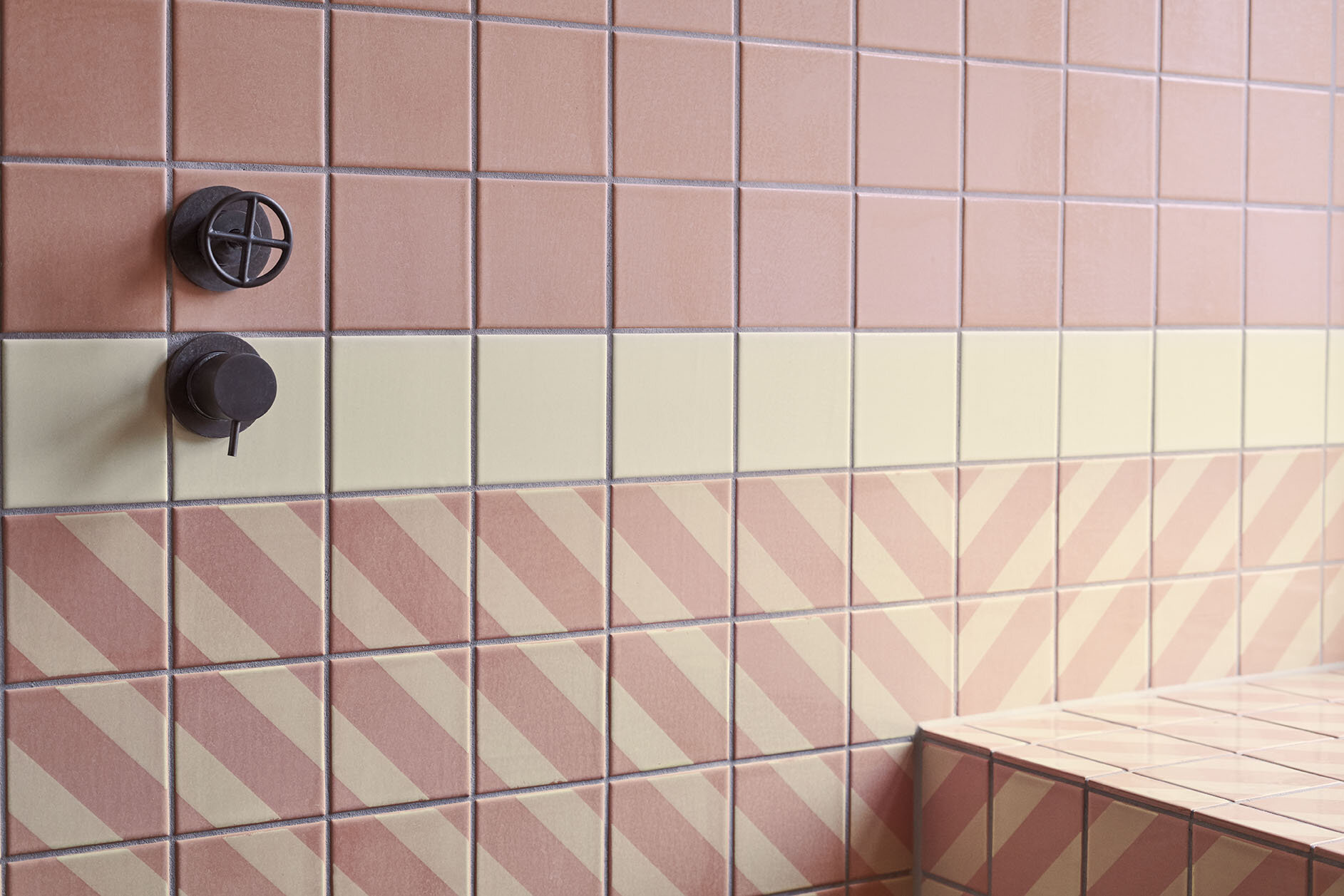 Tiles glazed with 'Pink Champagne'