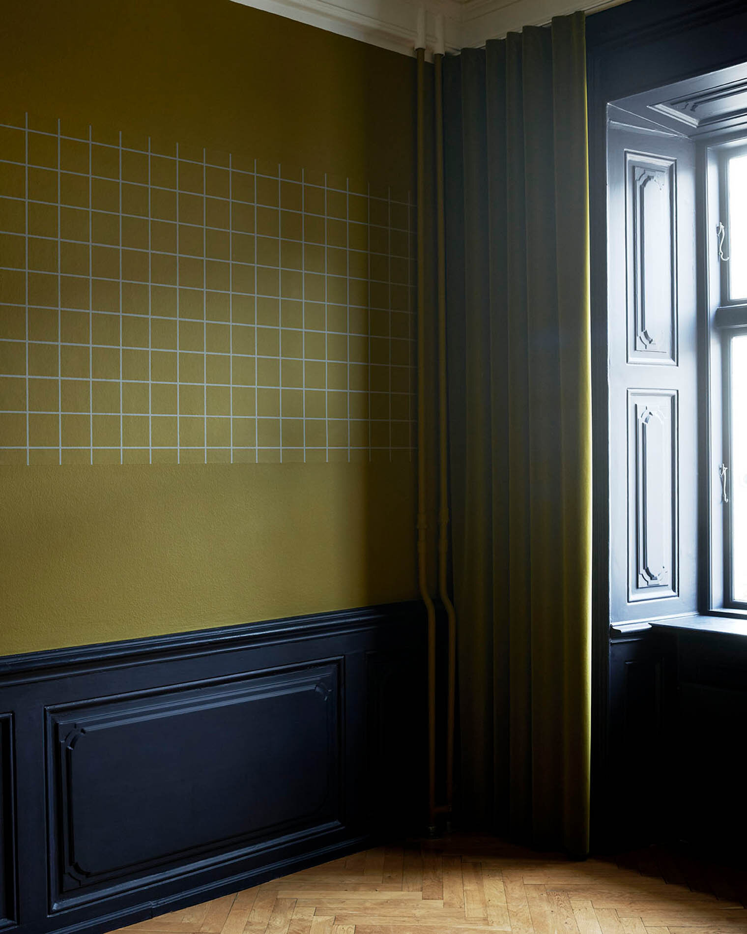 Wallpaper 'Grid' painted with various colors from the File Under Pop Paint  Collection 