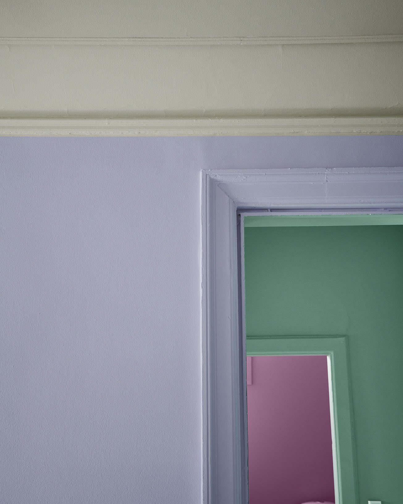 Wall and panel (front room) painted with 'Purple Fame'