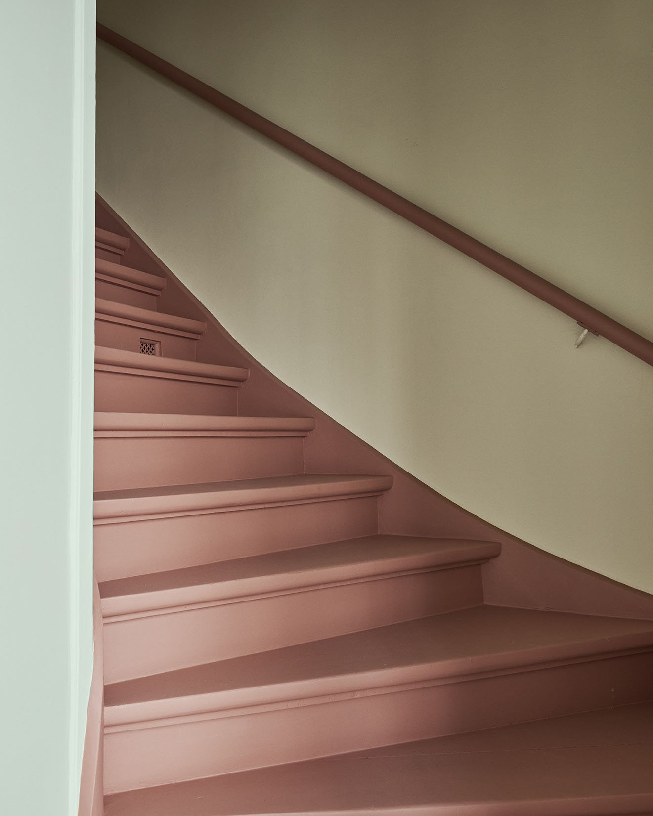 Stairs painted with 'Yellow And Rose'