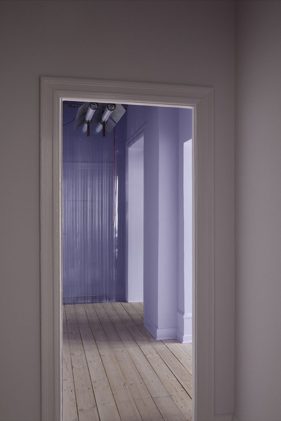 Walls and door (next room) painted with 'Purple Fame'