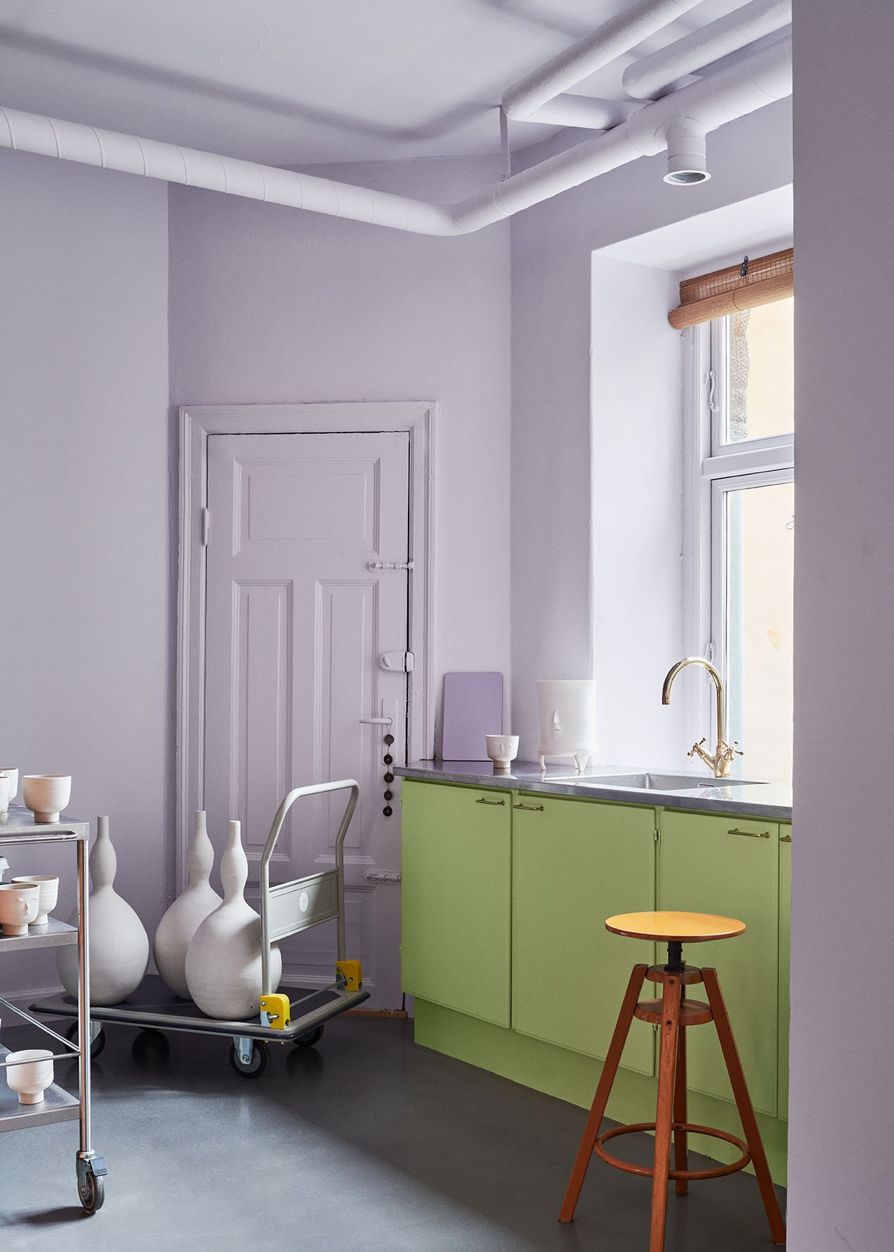 Kitchen fronts painted with 'Lime Juice'