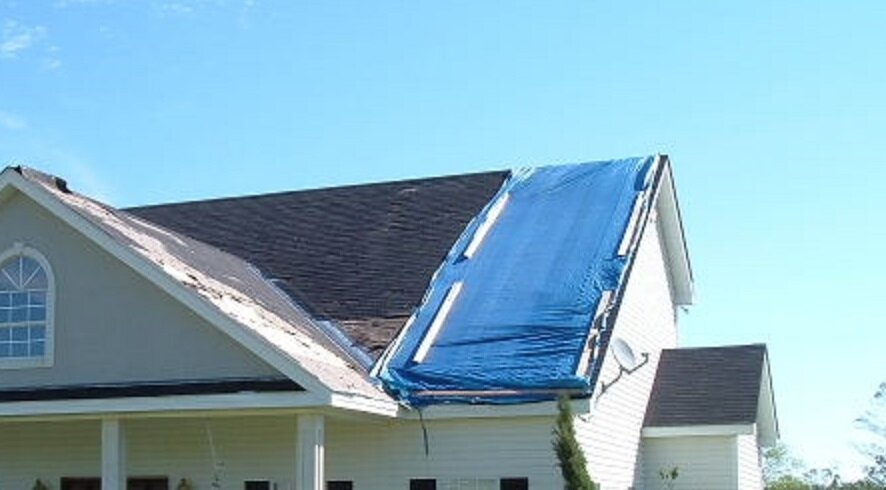 insurance claim, wind damage, roof tarp