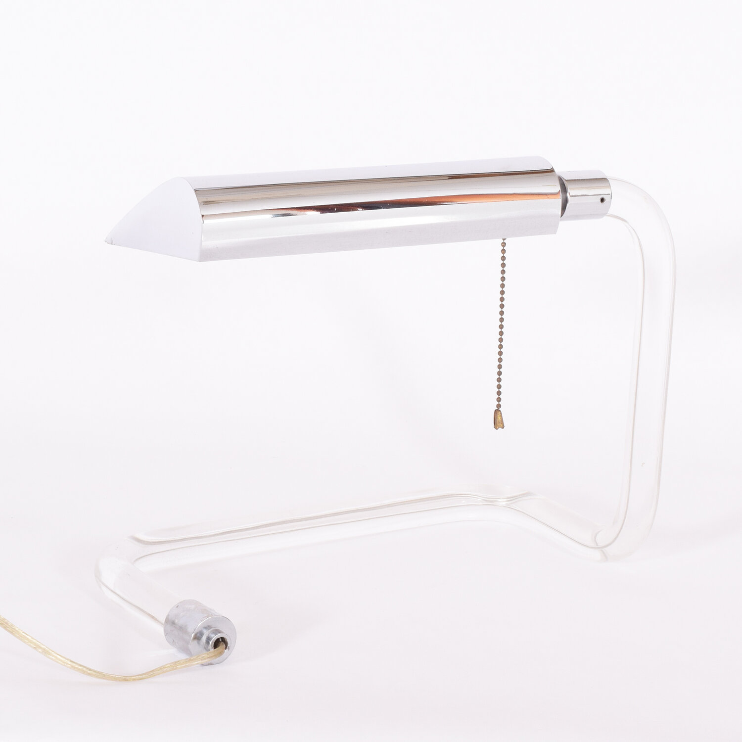 Peter Hamburger Crylicord Sculpted Lucite & Chrome Table Lamp