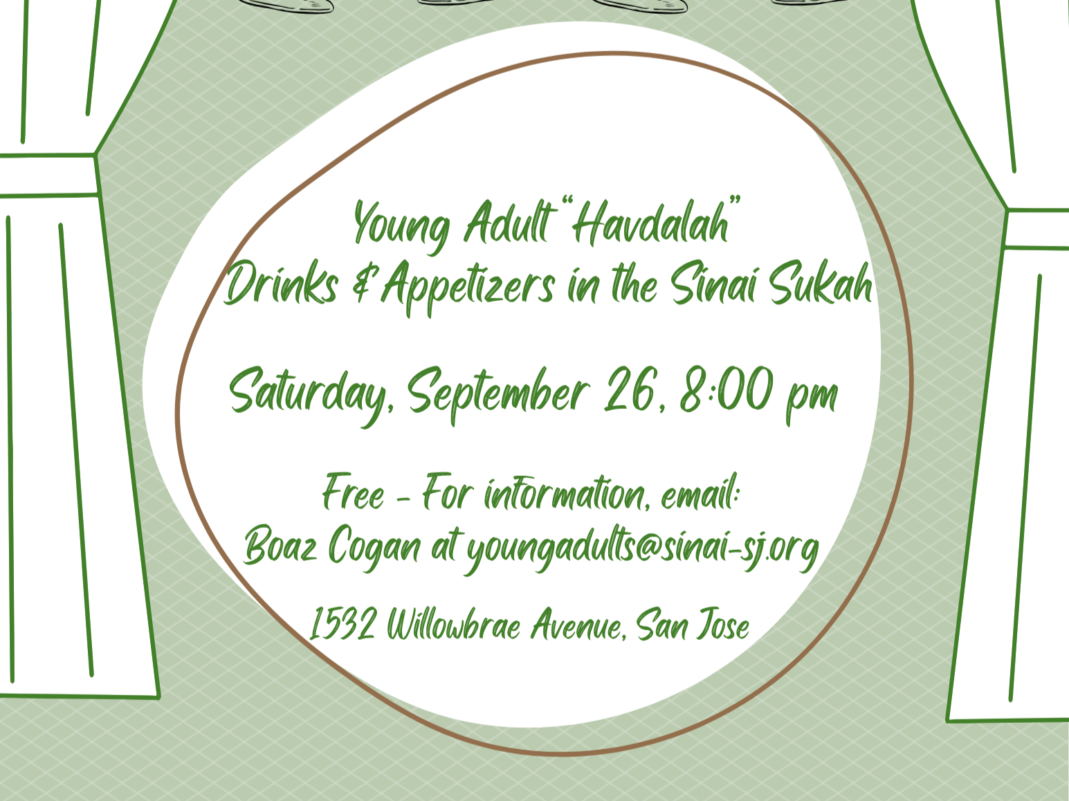 Young&nbsp;Adult&nbsp;"Havdallah" Drinks Event in the Sinai Sukkah