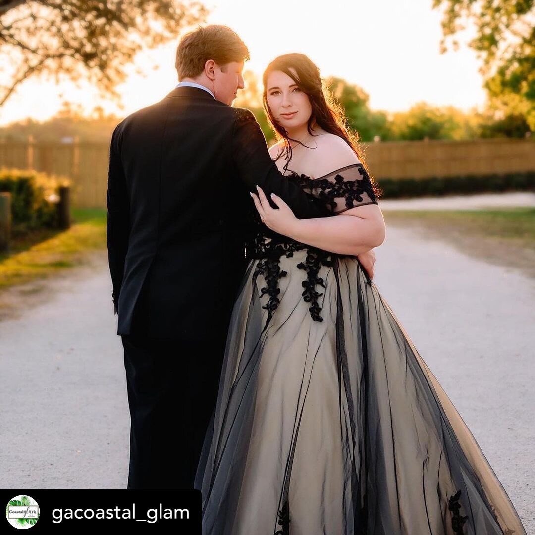 Lovely non traditional black wedding dress! 🖤 @gacoastal_glam Thank you for sharing! Posted @withregram &bull; @gacoastal_glam I had a lot of fun creating this look for a non-traditional bride! (Hair/MU: @malwow29, photos: JamieLynn Photography) &bu