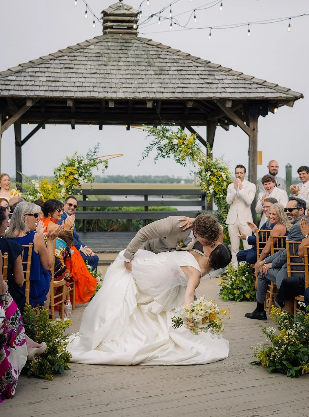 A classic dip, a sunset twirl and a picturesque send-off for the lovely couple headed for their next adventure. ✨