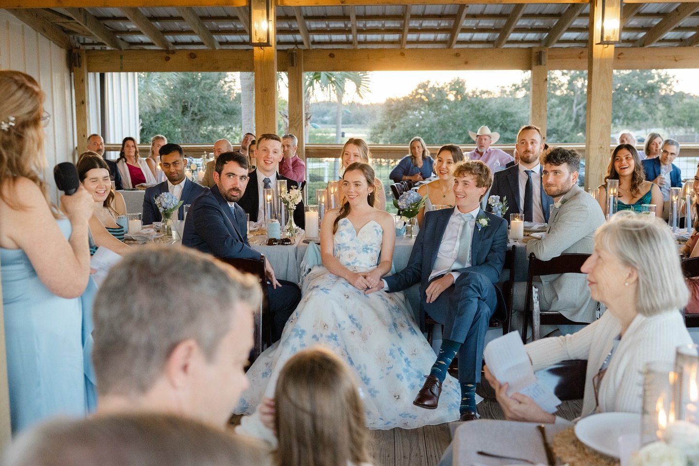 Katie and Conner choose to host their reception dinner and toasts on our large covered porch. It was perfect and guests could enjoy the warm light of sunset. 

This space could be used however you imagine; that element of customization is one of Vill
