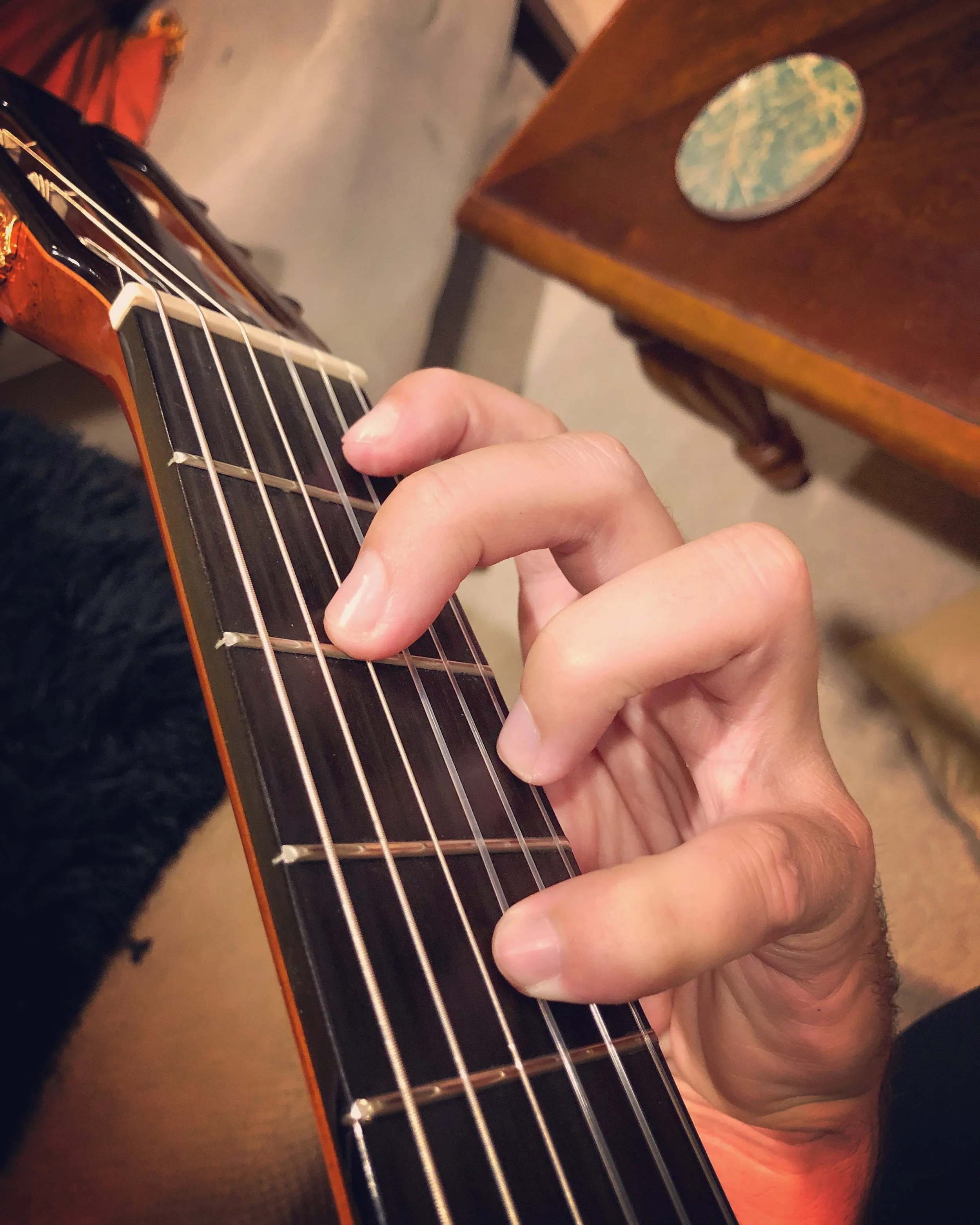 Andrew demonstrating a challenging chord.