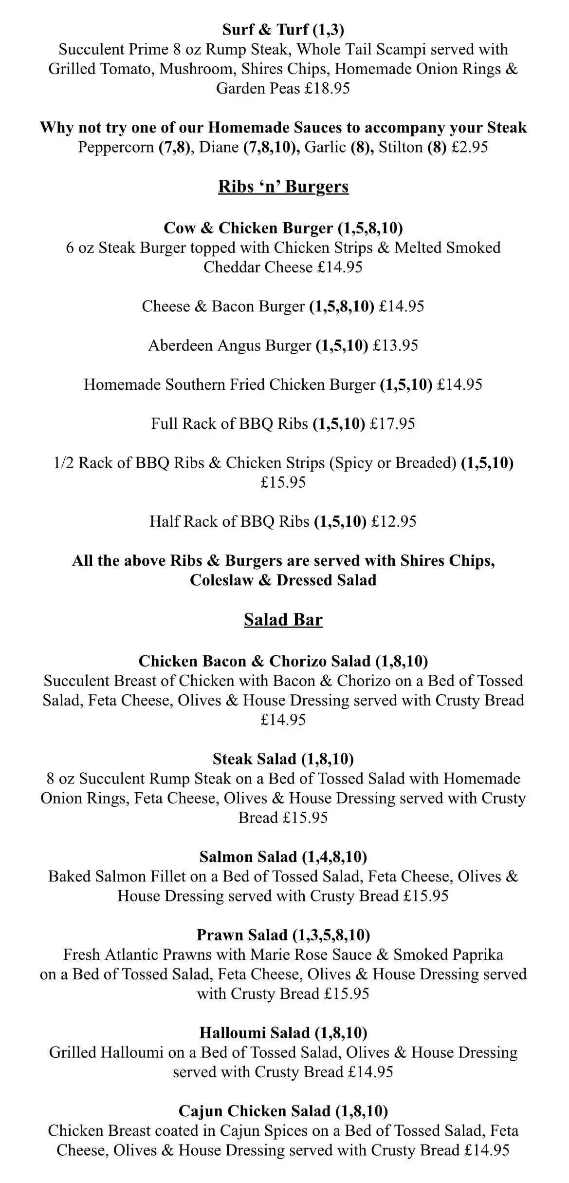 The Shires Menu — the shires pub and restaurant