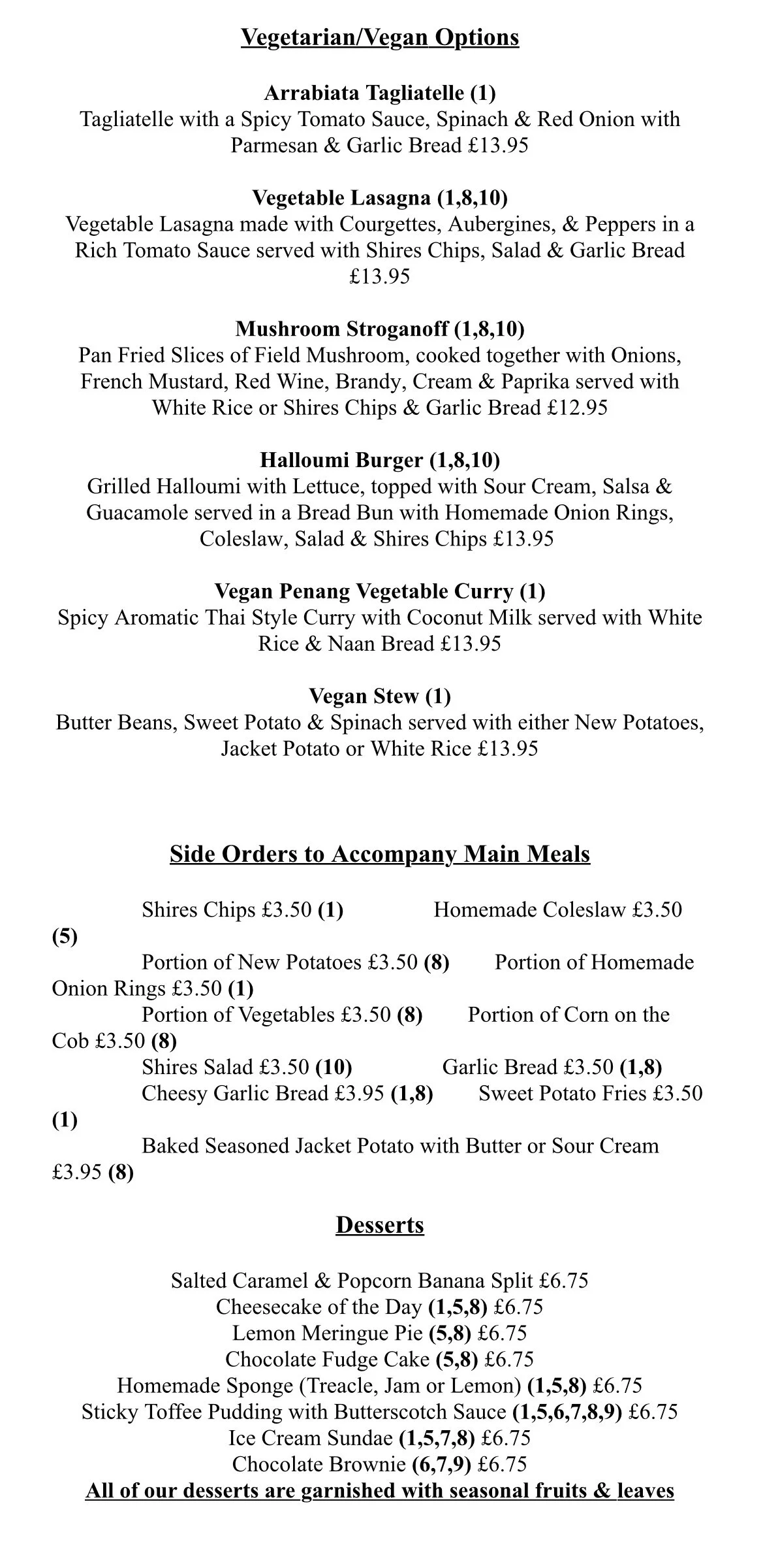 The Shires Menu — the shires pub and restaurant