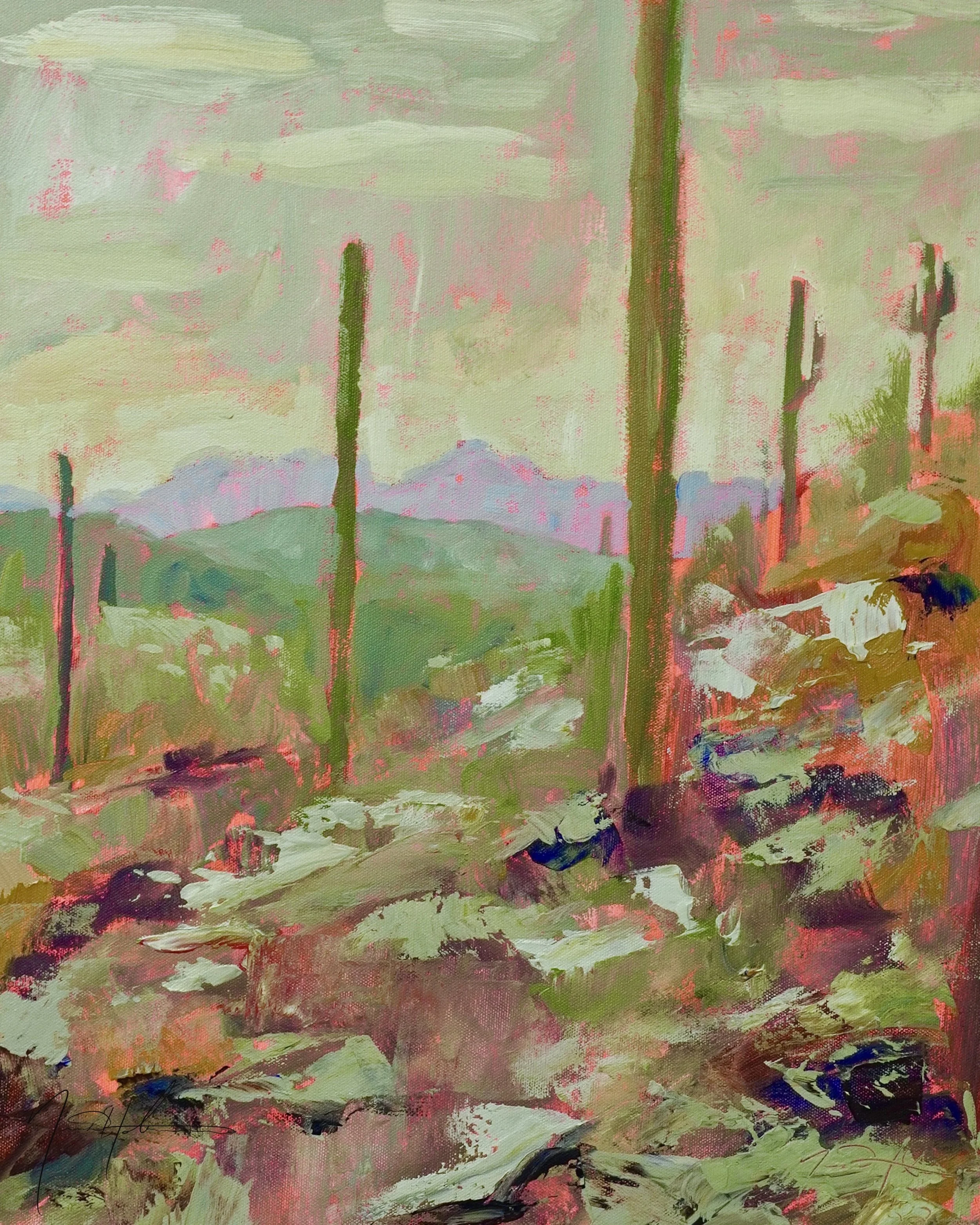 Stuck in the Desert. Acrylic on canvas, 16x20" 2023