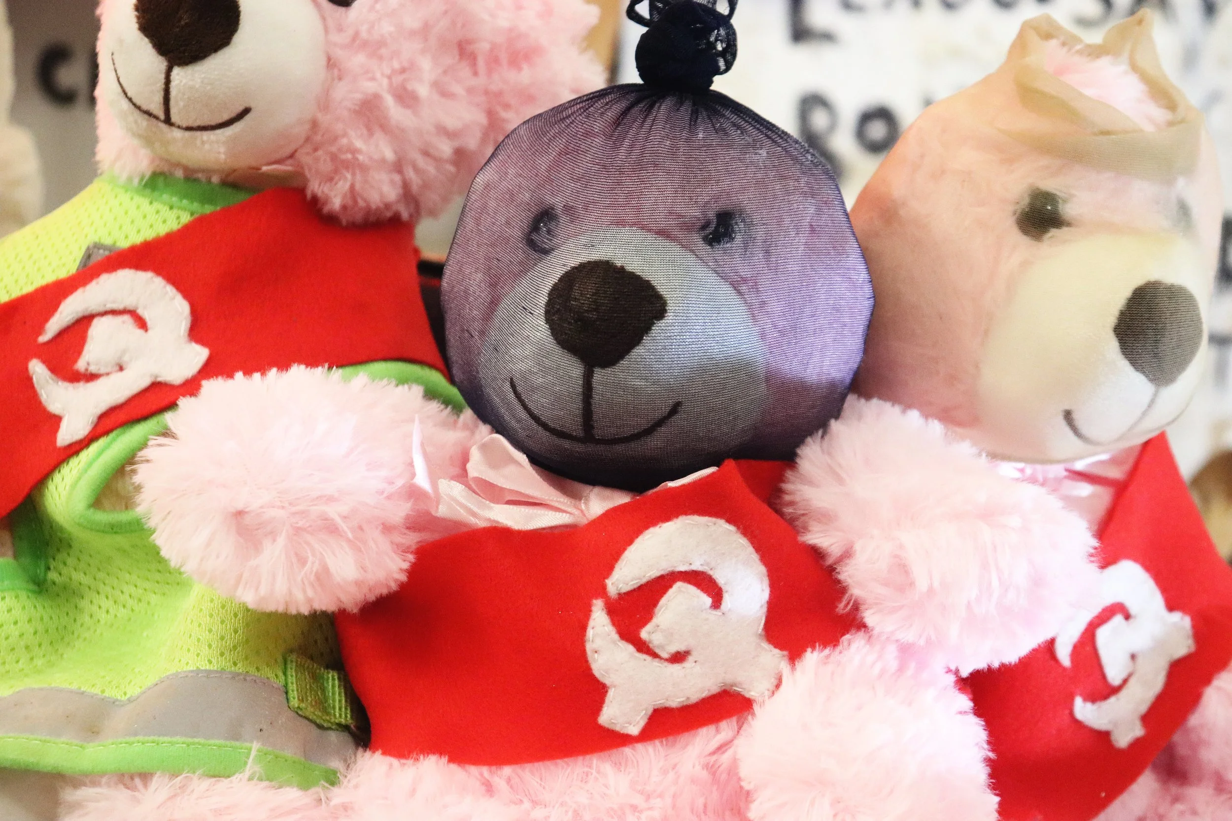 RED-E BEARS - DOLLAR STORE TEDDY BEARS AUGMENTED WITH FELT, PANTYHOSE (2023)