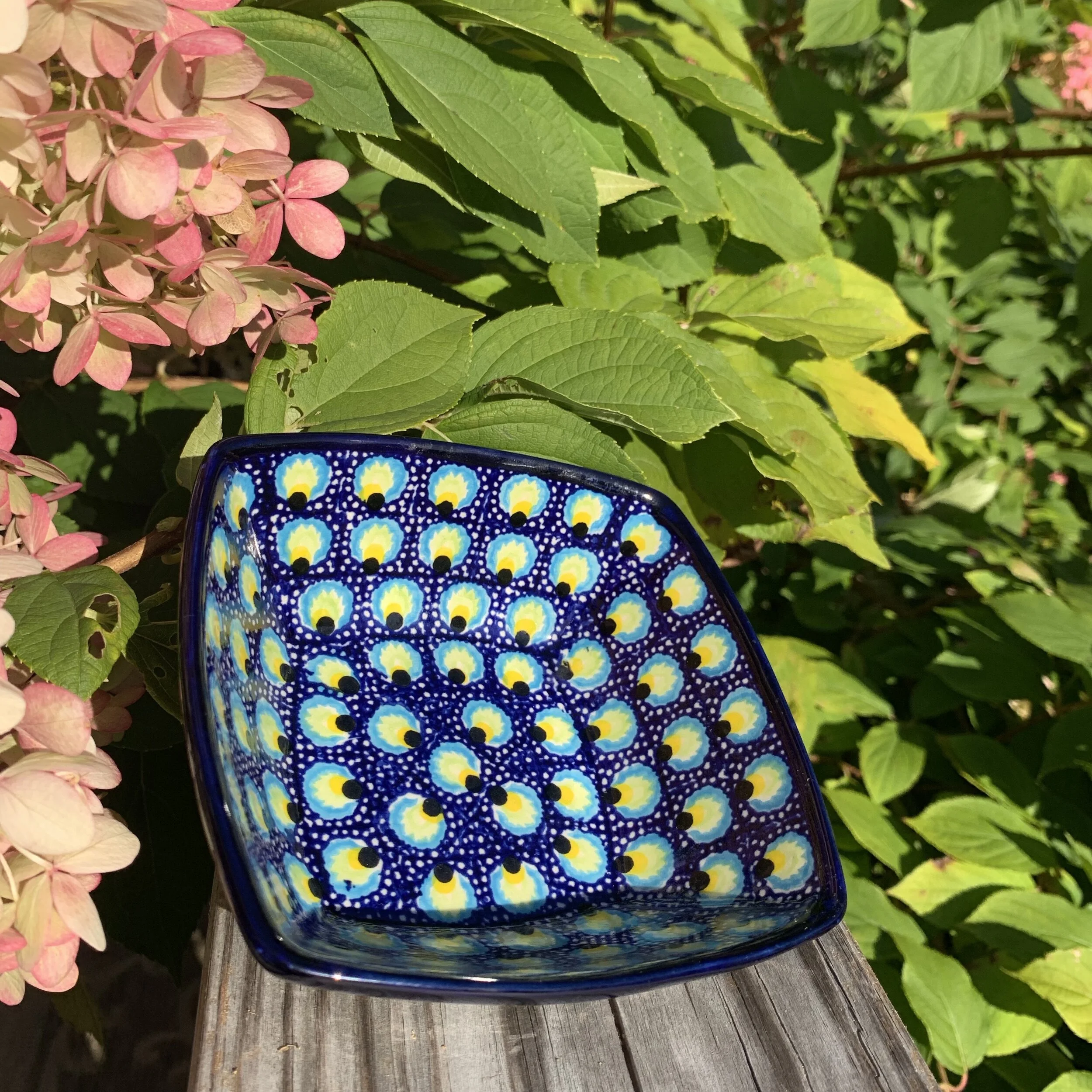 Modern Peacock Square Bowl Milena Unikat 