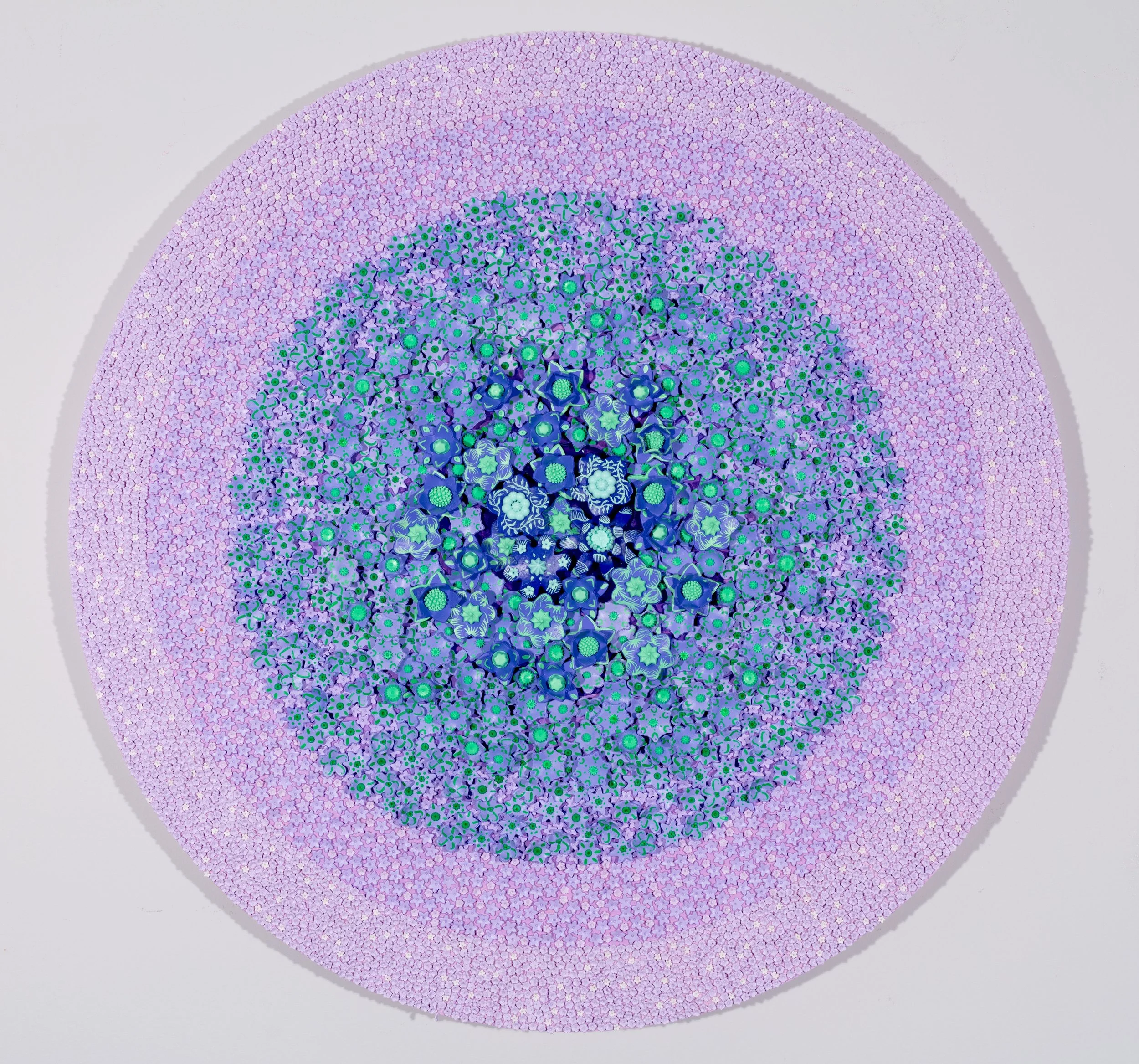 Lavender Garden
2024
22" round
acrylic, and polymer clay on wood
