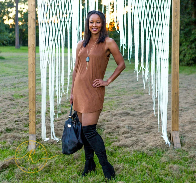 Suede Dress &amp; Boots for Thicker Legs