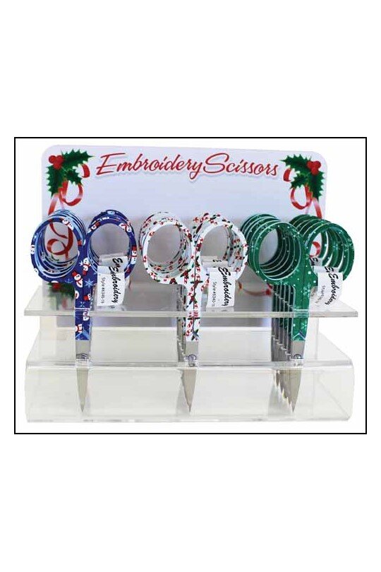 Embroidery Scissors Clear Display Holiday Patterns 18ct - 750557340196
