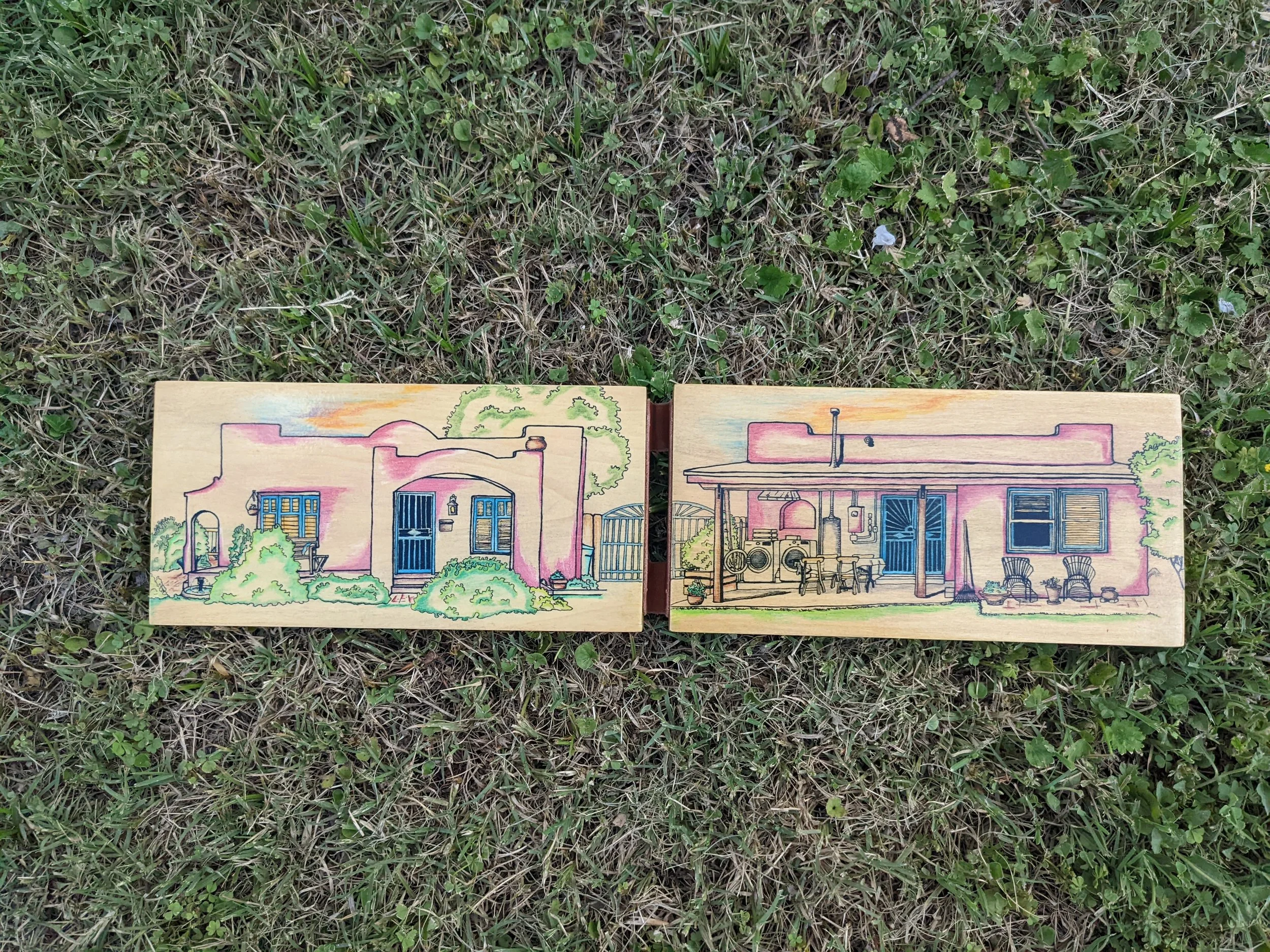  Colored pencil on wood 