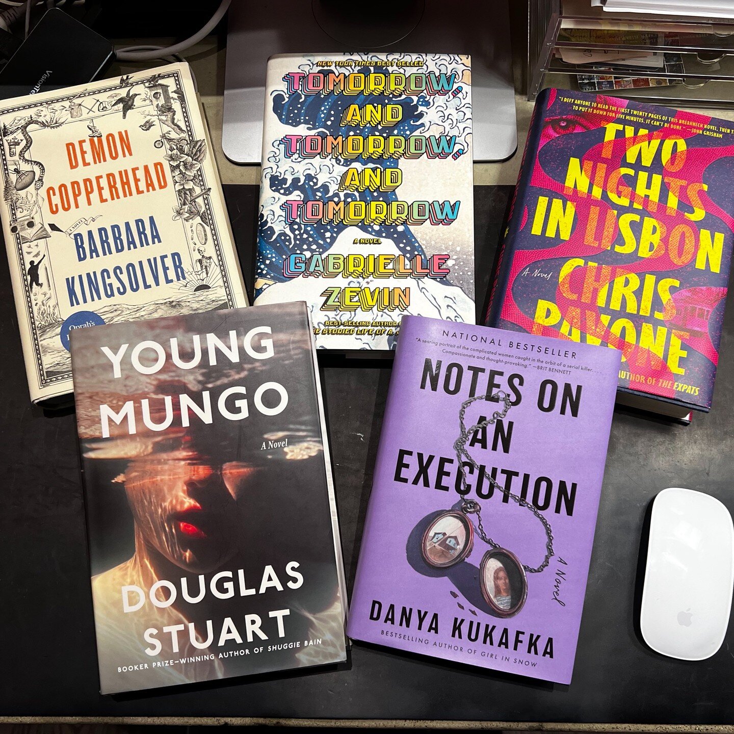 For the second year in a row, here are my 5 favorite novels of 2022 -- out of the 52 I read!
DEMON COPPERHEAD by @barbara.kingsolver
TOMORROW AND TOMORROW AND TOMORROW by @gabriellezevin 
TWO NIGHTS IN LISBON by @chris.pavone 
YOUNG MUNGO by @douglas