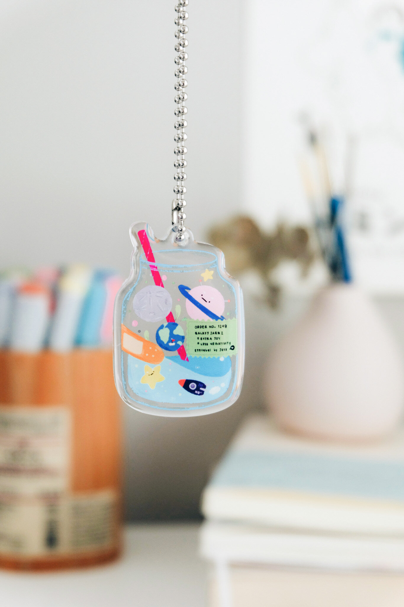 Galaxy in a jar Acrylic Keychain