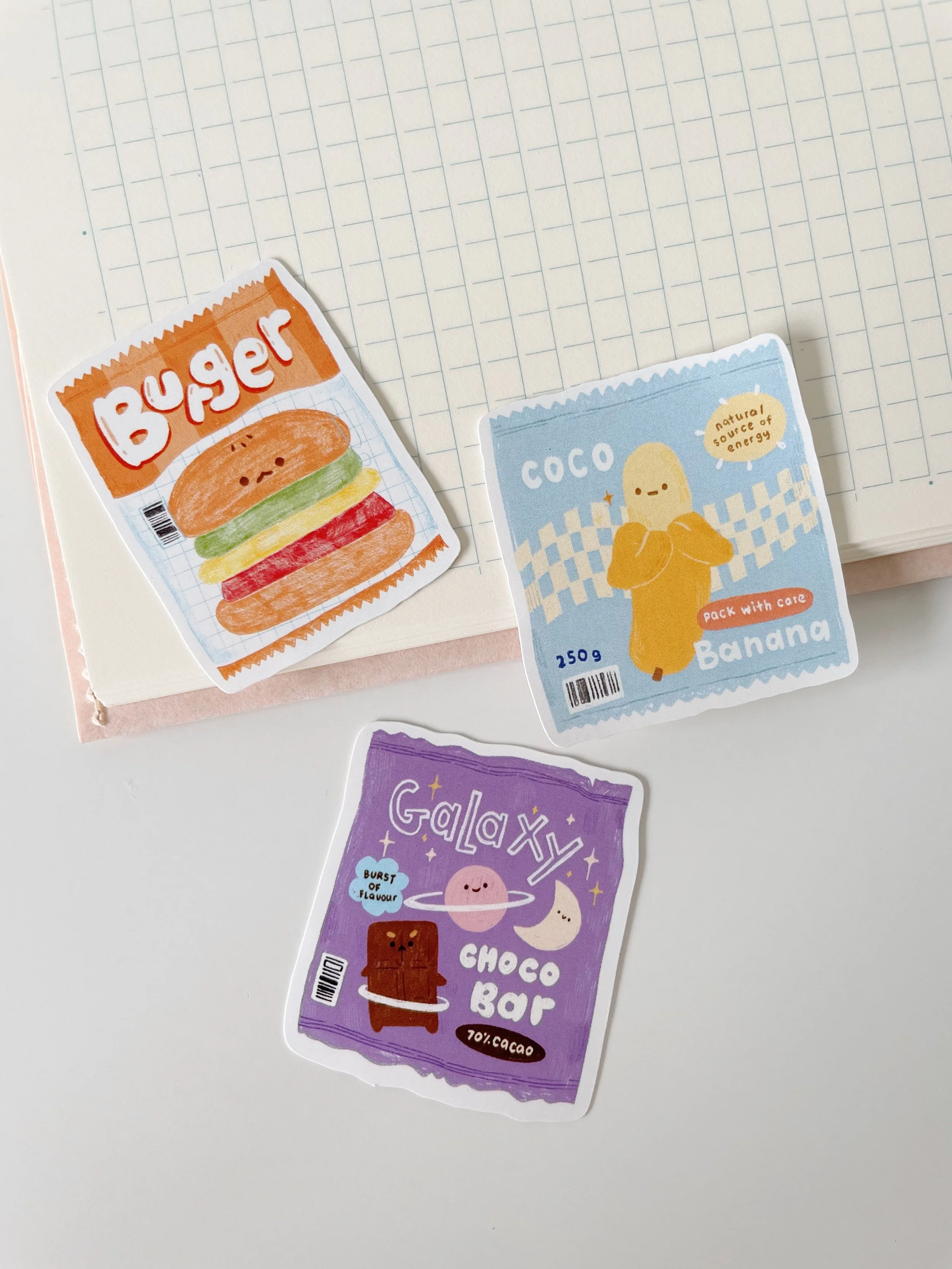 Snacks sticker flake set