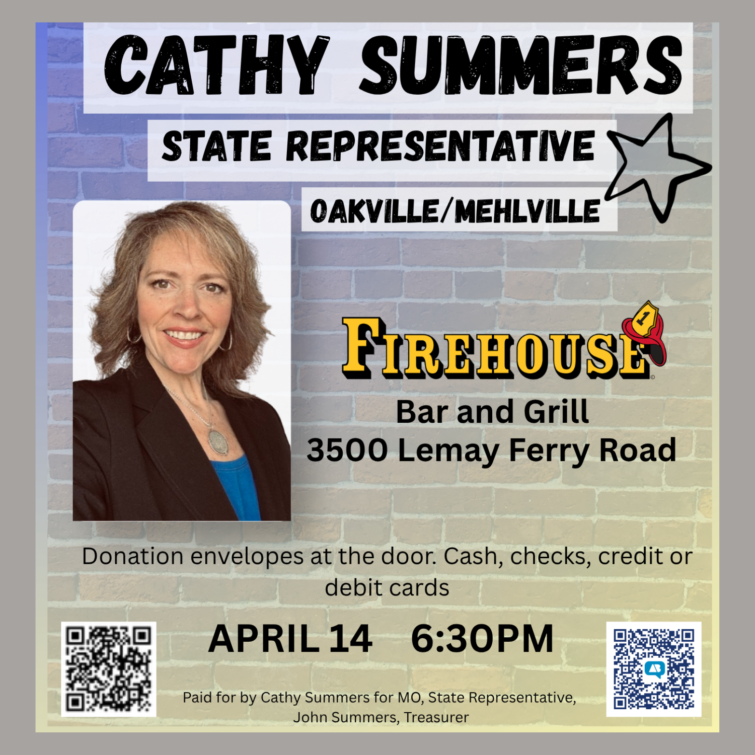 Cathy Summers for State Representative Firehouse Fundraiser Campaign Kickoff