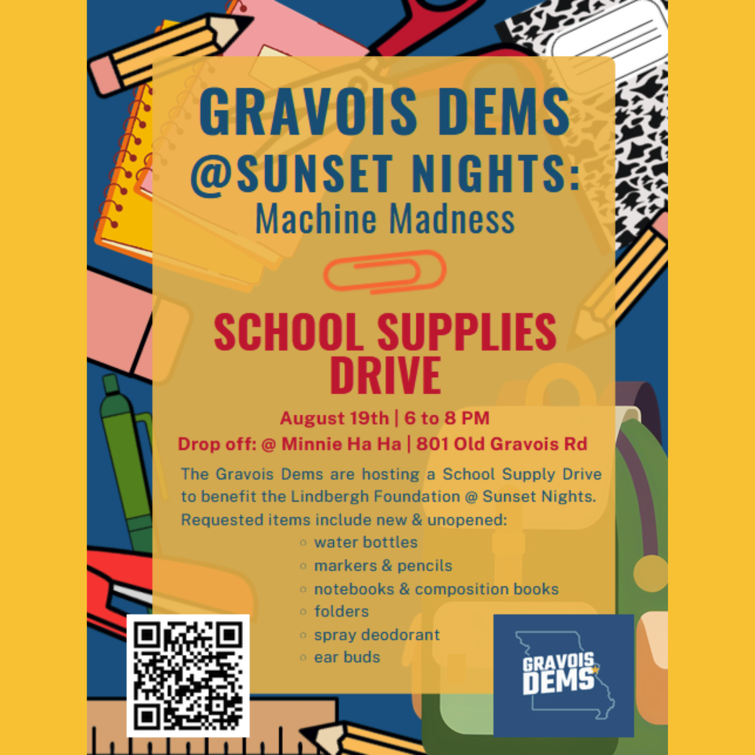 Sunset Nights Back To School Supply Drive
