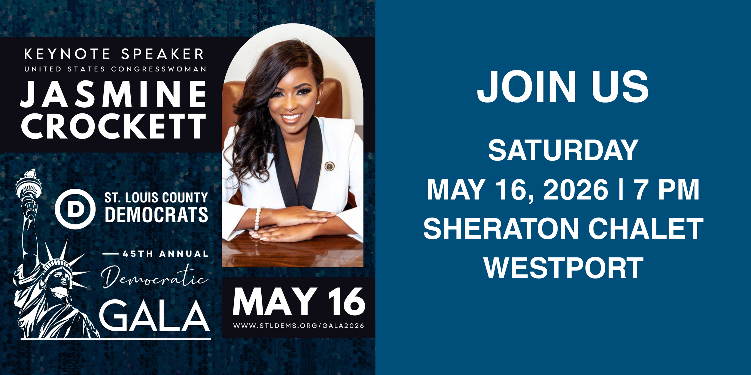 STL County Democrats Gala with Jasmine Crocket May 16 Banner.png