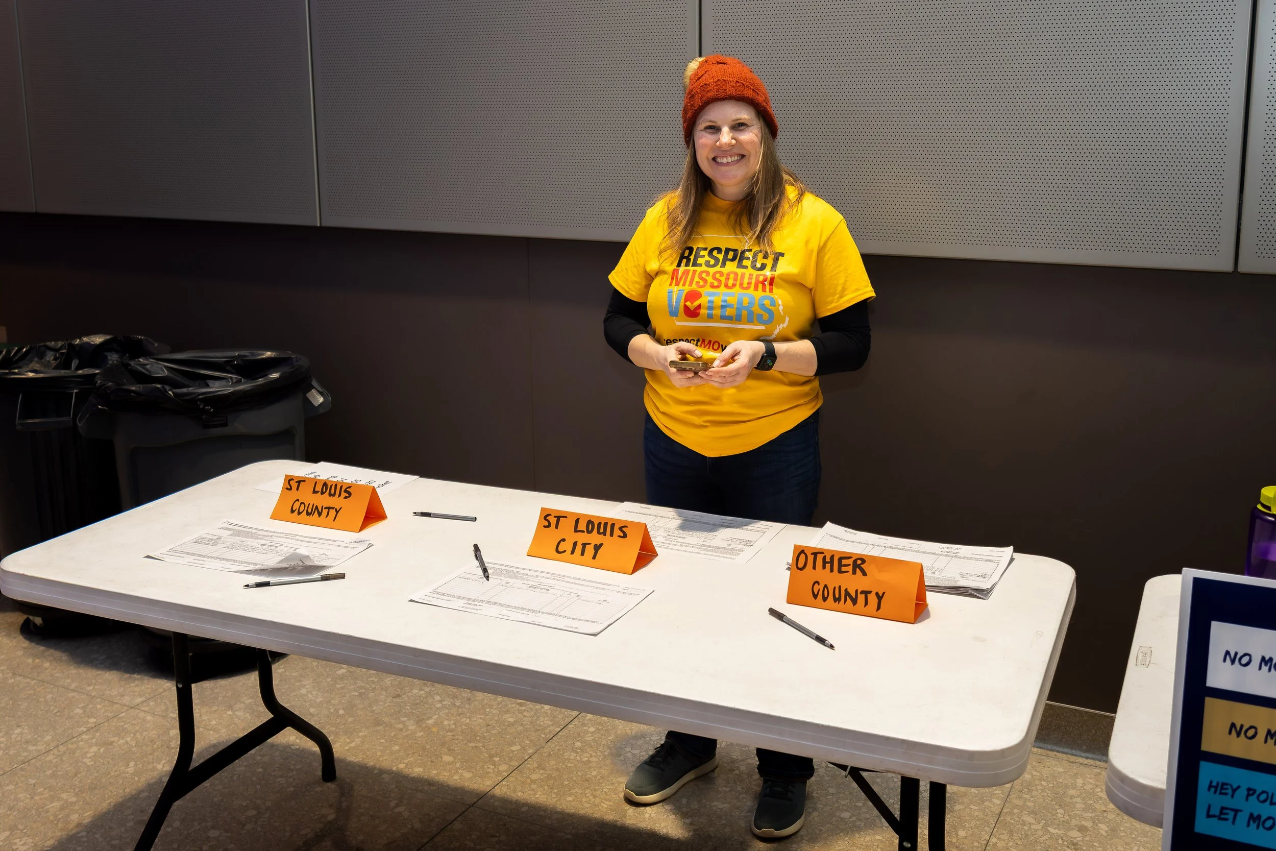 Respect Missouri Voters petition table with volunteer