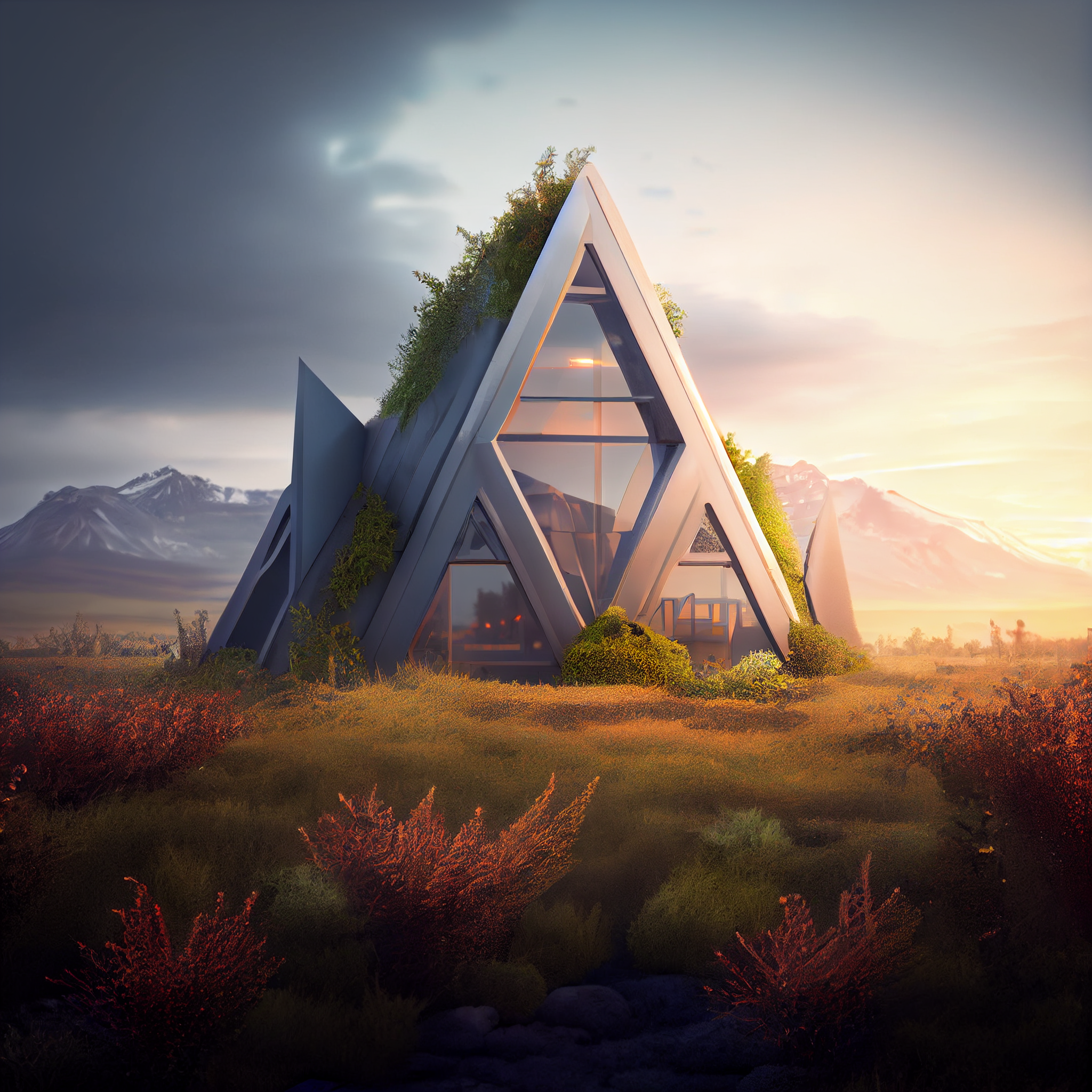 Gurvan.custom_futuristic_A_frame_house_made_of_Aluminum_and_riv_d6cbb450-18db-4776-b633-fd8dc2fe9f12.png
