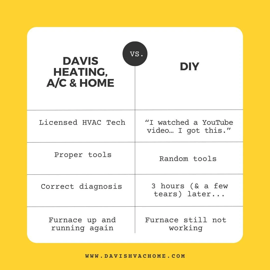 We love a good DIY project. Hey, you can call and we'll even talk you through it if we can! But usually HVAC systems aren&rsquo;t the place to experiment. What starts as a &ldquo;quick fix&rdquo; can turn into bigger (and more expensive) problem fast