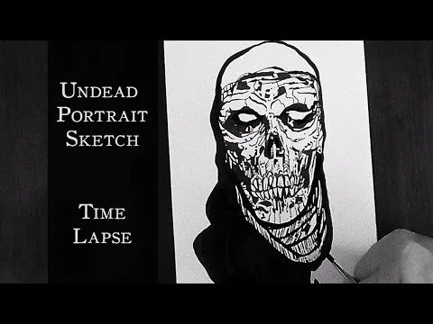 Another Undead Portrait Time Lapse | February 2020 | Ink Sketching With A Pilot Parallel Pen & Brush (Copy)