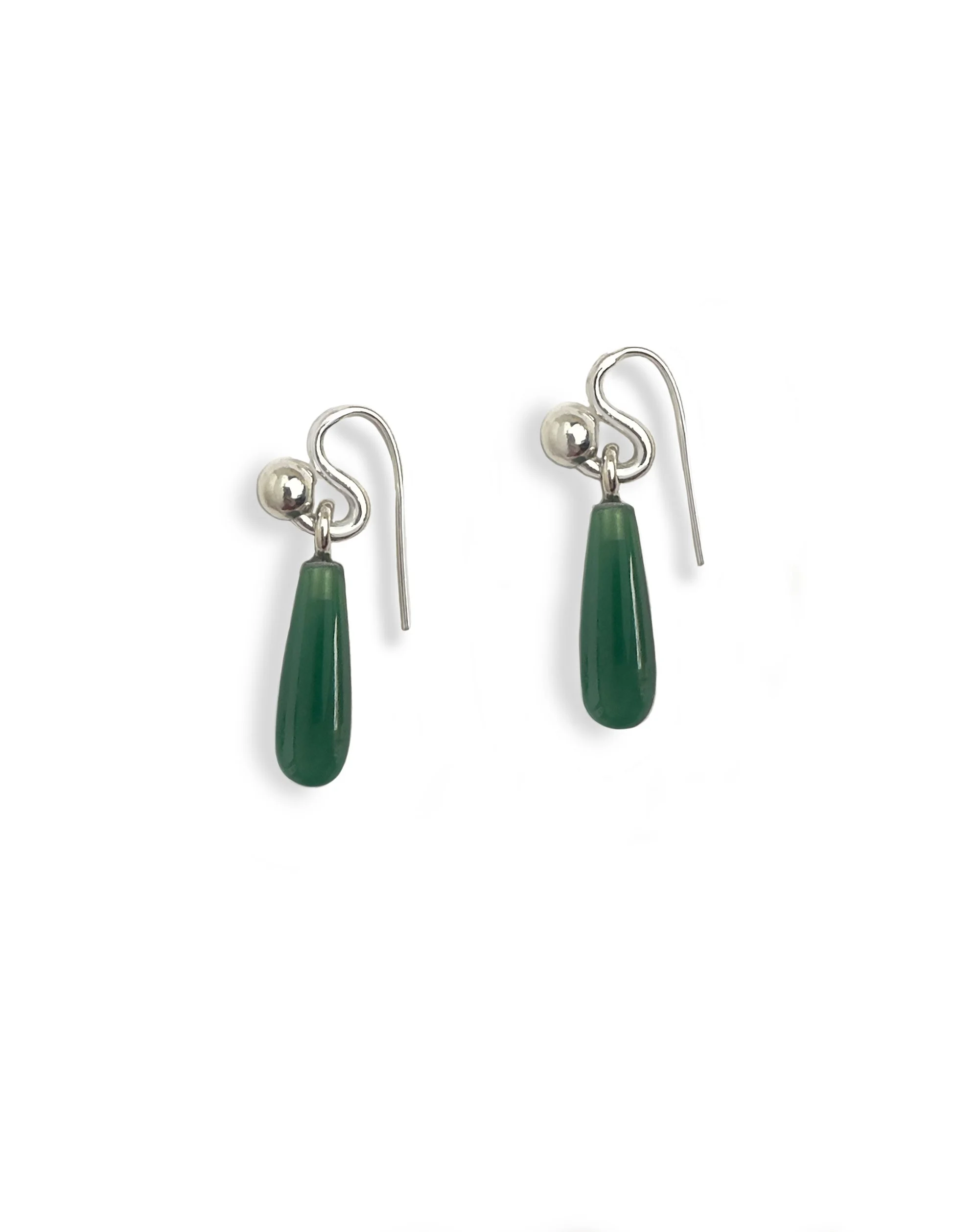 Green Agate Hook Earrings