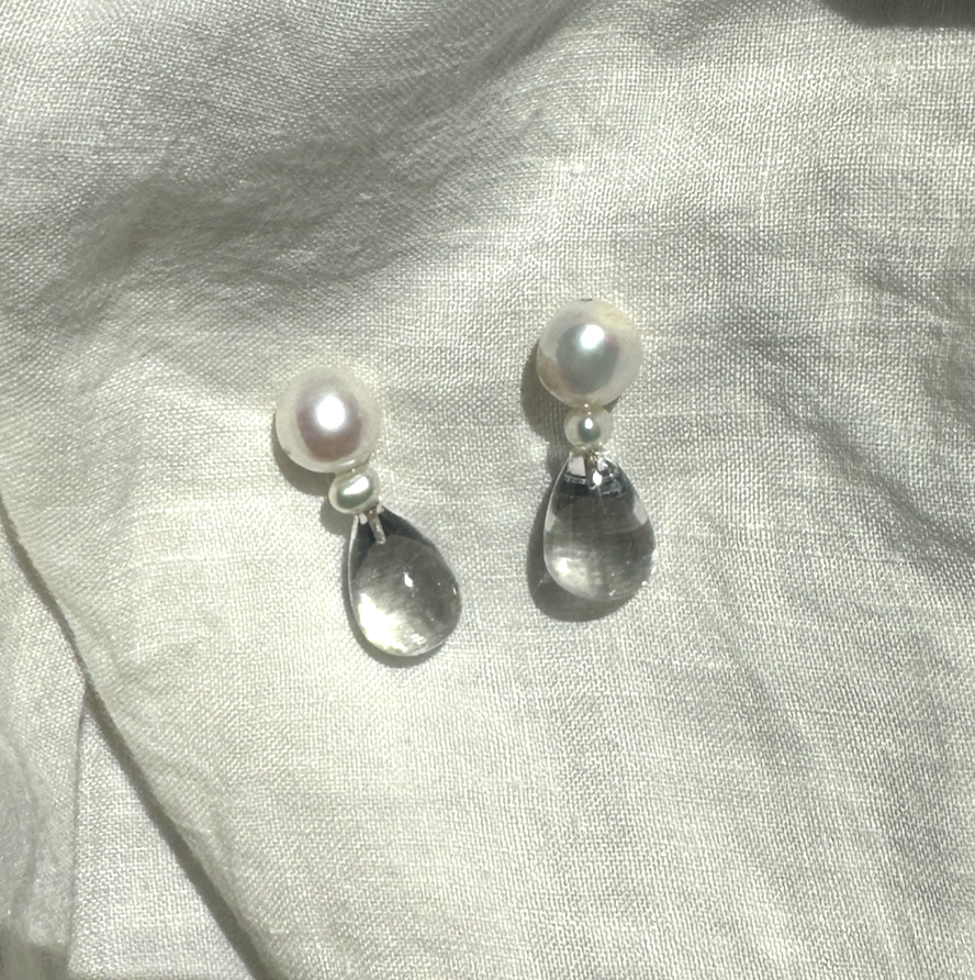 pearl and crystal earring