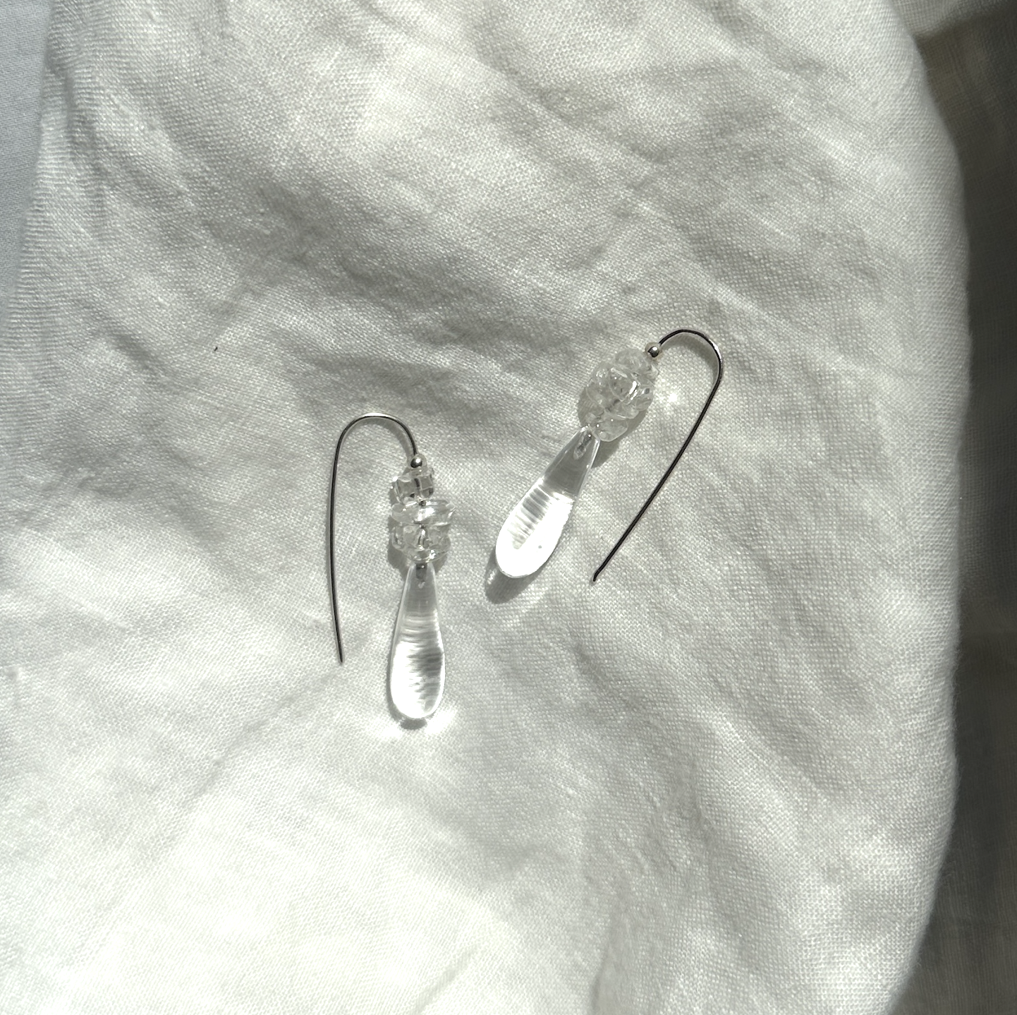 Crystal quartz drop hook earring