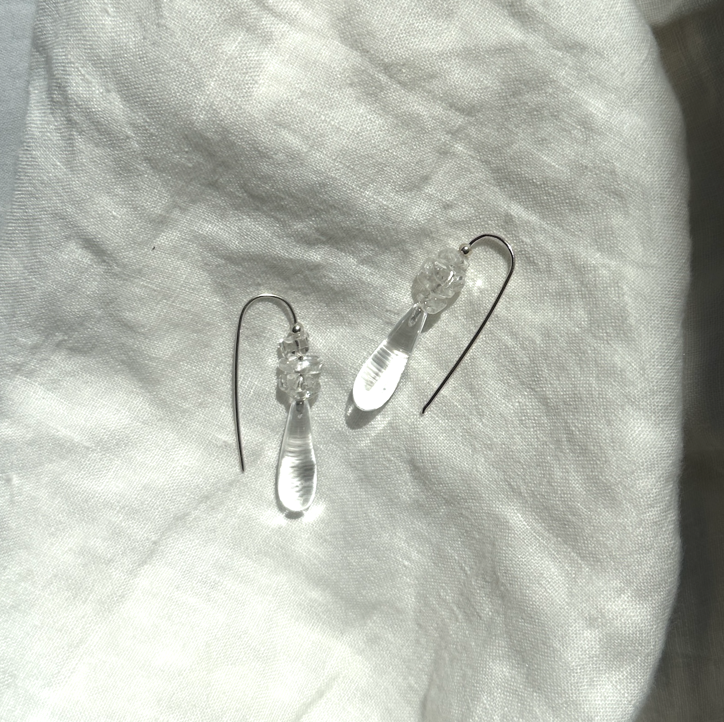 Crystal quartz hook earrings