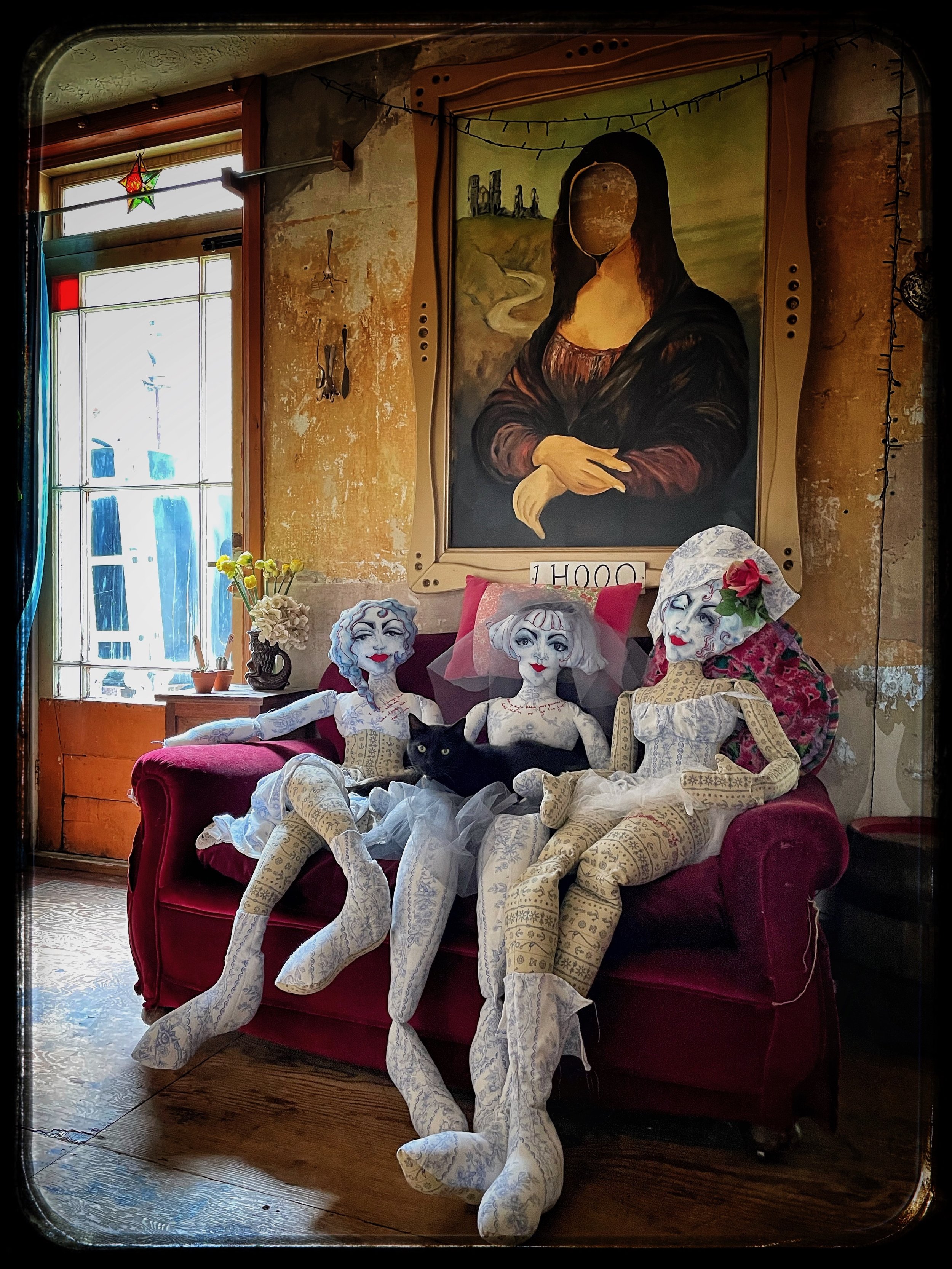Threepenny Opera dolls at hom with Mona and cat copy.jpeg